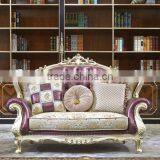 European Style Palace Princess Living Room Sofa Set, Elegant Purple Solid Wood With Leather Furniture Sofa (BF01-ML036) thumbnail-3