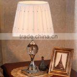 Silver Electroplate Metal K9 Clear Crystal Lamp Body Table Lamp With Fabric Lampshade thumbnail-2