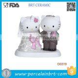 Cute Cat Bridal Wedding Decoration Ceramic Cake Topper thumbnail-1