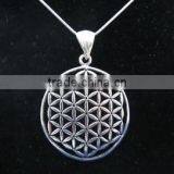 Silver Flower of Life Pendant, Flower of Life Earring thumbnail-1
