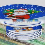 5PCS Christmas Ceramic Cake Plates With Rack,Porcelain With Decal