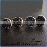 Funky Silver Stud Druzy Earrings, Turquoise Druzy Stud Earrings thumbnail-5