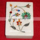 Stone Marble Inlay Jewelry Box Handcrafted Piece thumbnail-1