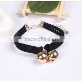 Gold Bell Charms Suede Leather Bracelet thumbnail-2