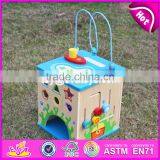 Educational Multi-function 5 in 1 Wooden Toy Baby Activity Cube W11B136-S thumbnail-3