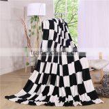 Black and White Plaid Super Soft Warm Plaid Printed Coral Fleece Blanket thumbnail-2