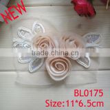 New design handmade beautiful dress chiffon lace fabric flower applique