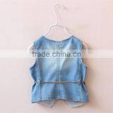 New Arrival 2016 Super and Lovely Pink Bowknot Printing Denim Vest thumbnail-3