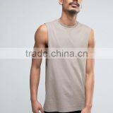 2017 High Quality New Design Summer Custom Brown Color Gym Wear Comfortable Cotton Polyester Fashion Men's Sport Tank Vest thumbnail-1