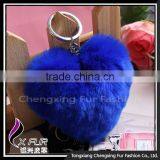 CX-R-46 Heart-Shaped Lovely Decoration High Quality Rex Rabbit Fur Keychain thumbnail-5