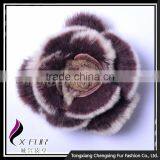 CX-A-38 2016 Cheap Wholesale Bulk Flower Brooch Pin, Latest Fashion Rex Rabbit Fur Pin Brooch thumbnail-2