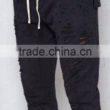 Street-inspired Style Solid Skinny Destroyed Slim Joggers for Men thumbnail-2