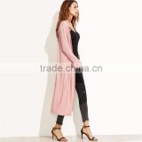Pink Longline Duster Cotton Fabric Trench Coat Wide-waisted Casual Clothing Women thumbnail-3