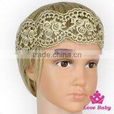 Boutique& Cheap Boho Style Knit Lace Flower Hair Accessories Skinny Elastic Pony Baby Girls Headband thumbnail-4