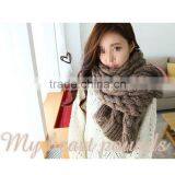 Autumn and Winter Wear Korean Style Mohair Warm Long Style Solid Fashion Knit Lovely Scarf Girl Hijab Scarf thumbnail-6