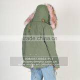 Myfur Plus Size Mini Parka With Fur Lining Luxury Colorful Raccoon Fur Hood thumbnail-6