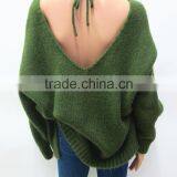 Runwaylover New Design 2017 Ladies Fashion Backless Wool Pullover Sweaters thumbnail-2