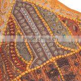 Yellow Decorative Large Euro Pillow Sham - Beaded Indian Patchwork Accent Cushion Cover ~ 26 Inch thumbnail-4