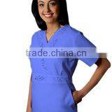 Ladies Mock Wrap Scrub Top thumbnail-3