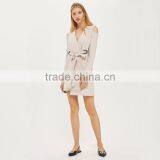 Belted Cold Shoulder Long Sleeve Coat Style Blazer Dress for Women thumbnail-3