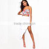 Asymmetrical Long White Tiered Skirt for Summer Designer Woman Party Wear thumbnail-2