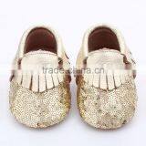 Multicolor Sequin Fringed Leather Baby Moccasins, Sequin Baby Moccasin thumbnail-5