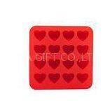 Red LFGB Grade Silicone Ice Tray Flexible Heart Shape With 16 Cavity