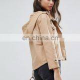 High Quality Fashion Long Sleeve Latest Design Women PU Leather Jacket thumbnail-3