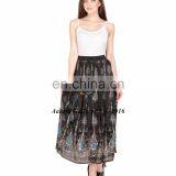 Handmade long skirts Women Maxi Party Skirt Dress Cotton Peacock Print