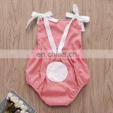 2019 Easter Day Pink Girls Flower Bunny Romper Gold Bow Lace Bodysuits thumbnail-6