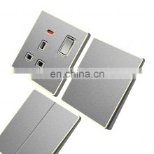 10A/16A gray black leather pattern multi-pin socket plug electrical wall socket switch panel