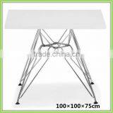 Modern New Square Wood Top Metal Frame French Dining Table thumbnail-1
