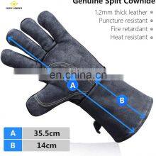 Welders Gloves Cow Split Leather Factory Gardening Welding Wood Stove Work Gloves Heat Resistant Gloves thumbnail-2