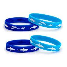 Wholesale Spot Printing Shark Pattern Dark Blue Light Blue Two for a Set of Waterproof Safe Nontoxic Soft and Free of Burrs Bracelet Silicone thumbnail-3