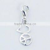 Sterling Silver Heart and Peace Charm With Lobster Clasp thumbnail-1