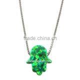 Synthetic Green Opal Hamsa/Hand With 925 Sterling Silver Necklace Jewelry For Wedding Dresses thumbnail-6