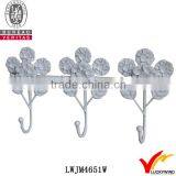 Triple Flower Coat Wall Shabby Chic Hooks White thumbnail-1