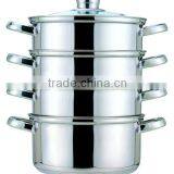 3 Layers Satin Polished Stainless Steel Steam Pot With Welded Handles thumbnail-4