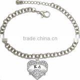 Genuine Austrian Clear Crystal GAMMA PHI BETA SORORITY Charm Chain Link Bracelet thumbnail-4