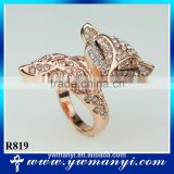 Fashion jewelry rose gold fox logo rhinestone Ring R819