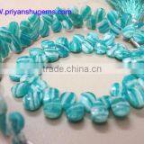 Amazonite 5*7 mm 44 ct Handmade Faceted Pear 6" Strand Length Natural Gemstones