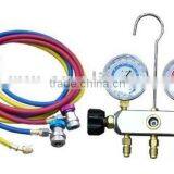 2-Valve Piston Valve Refrigeration Manifold Gauge Set With Sight Glass & 1/4 SAE Fittings
