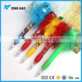Promotional gift cute feather ball pen plastic ball clear feather fountain pen