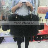Mongolia Sheep Fur Handbag Genuine Lamb Fur Tote Bags Quality Choice thumbnail-5