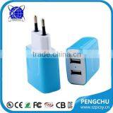 ac 100v-220v 50/60hz dc 12w 5v 2.4a Mini USB Wall Charger With Two USB Ports thumbnail-1
