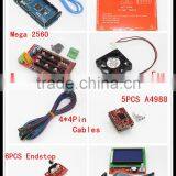 China Supplier Ramps 1.4+Mega 2560 + Heatbed Mk2b+12864 LCD Controller+5Pcs A4988 Driver+6Pcs Endstops+Fan For 3D Printer