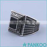 Wholesale Retro Top Tier Black Gems 925 Sterling Silver Rings Engagement Ring thumbnail-2