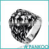 Pankoo Wholesale 2016 Animals Series of Retro Punk Tai Silver and Titanium Unisex Ring thumbnail-3