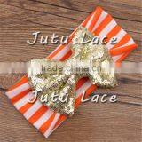 9 Colors in Stock Babies Headband Stripes Fabric, Sequin Bow Stripe Cotton Knot Headband Wholesale thumbnail-3