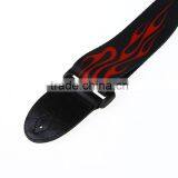 Adjustable Buckle Electric Guitar Acoustic Strap Red Flame Print thumbnail-2